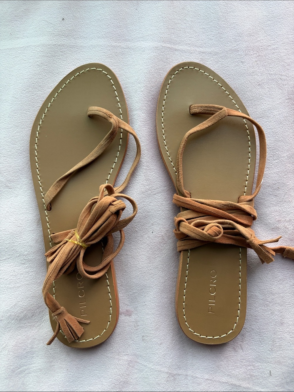 Pilcro Tan Wrap-Around Leather Lace Sandals